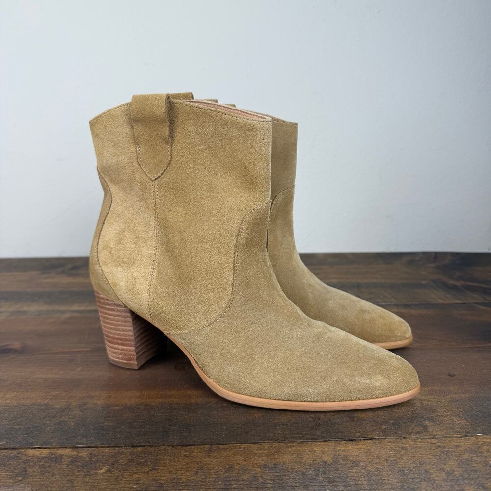 Maison Stella & Suzie Ankle Boots Western Tan Taupe Suede Block Heel Women's 39